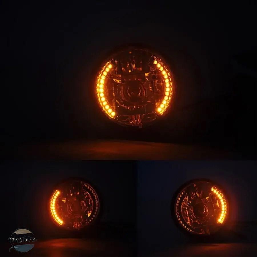 並行輸入品 h4 バイク ヘッドライト ウインカー 汎 led 9ワイヤー 7インチ 12v 35w カスタムパーツ 部品 アクセサリーの画像