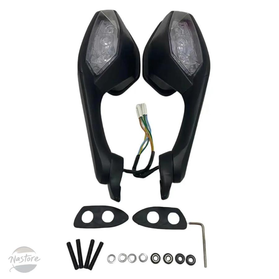 並行輸入品 r1 ヤマハ バイク ミラー ブラック リアビュー led ウィンカーライトケース カスタムパーツ 部品 アクセサリー_5
