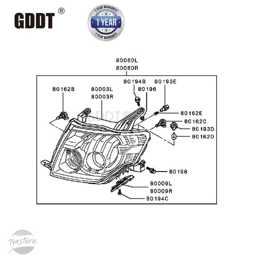 並行輸入品 v97 ヘッドライト 1ピースhid パジェロ v93 v98 v87