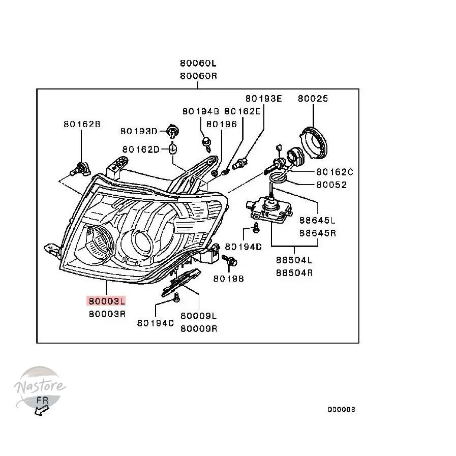 並行輸入品 v97 ヘッドライト 1ピースhid パジェロ v93 v98 v87
