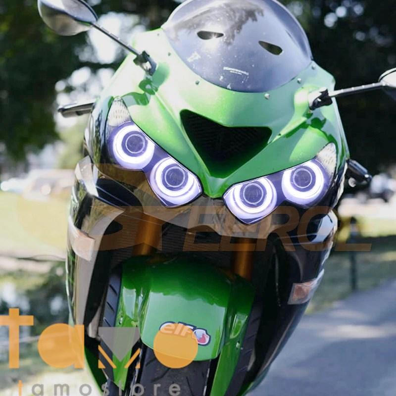 並行輸入品 キット カワサキ ニンジャzx14rzzr1400 2012 2018 超高輝度コブledエンジェルアイハローリング カスタムパーツ 部品 アクセサリー_5