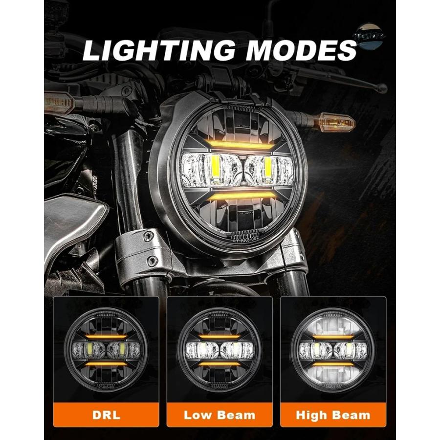 並行輸入品 ホンダ ヘッド DOT Eマーク 汎 5.75インチ LEDライト アンバー DRL 5 3/4インチ カスタムパーツ パーツ アクセサリー_5