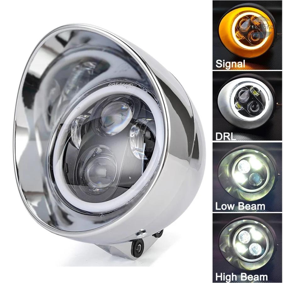 ブランド登録なし - 並行輸入品 ホンダ 自動二輪車 カスタム スズキ 頭顱 ともし火 LED 5.75in ハーレー カスタム一部分 一部分 装身具