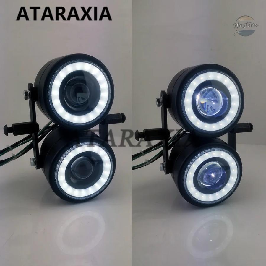 並行輸入品 バイク ヘッド デュアルツインLEDライト エンジェルアイズ