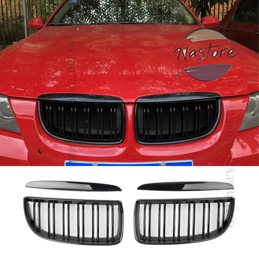 並行輸入品 BMW フロント 部品 カスタムパーツ アクセサリー 2ラインキドニーラジエーターグリルミドルメッシュグリル 3 e90 e91 2005-2012 320i 325i 330iの画像