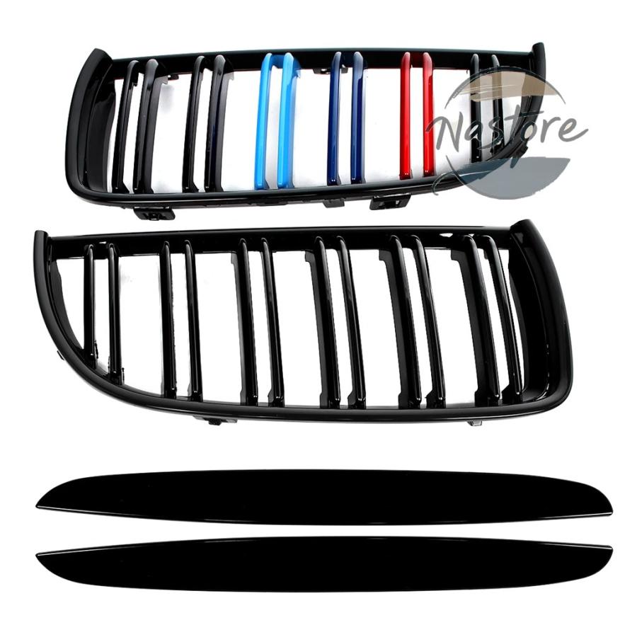 並行輸入品 BMW フロント 部品 カスタムパーツ アクセサリー 2005-08 e90 e91 323i 328i 335i キドニーグリル mカラー グロスブラック_6