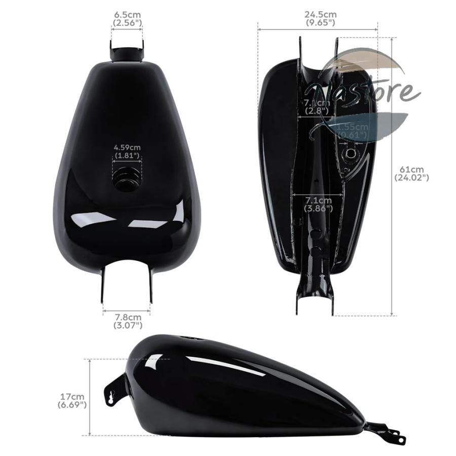 並行輸入品 バイク 部品 カスタムパーツ アクセサリー 2.6ガロン 10l ガス燃料タンク キャブレター ハーレー スポーツスター アイアン xl1200 2004-2006の画像