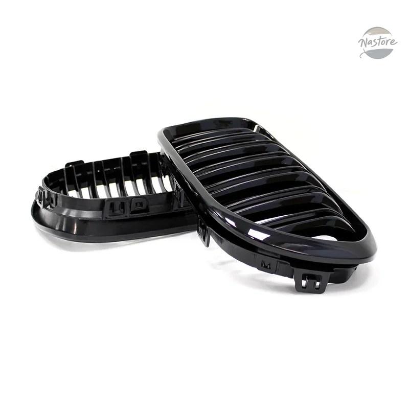 並行輸入品 1 ペアフロントグリル BMW 1 シリーズ F20 F21 2016 2017 グロスブラックキドニーグリル交換レーシングフロントバンパーグリルの画像