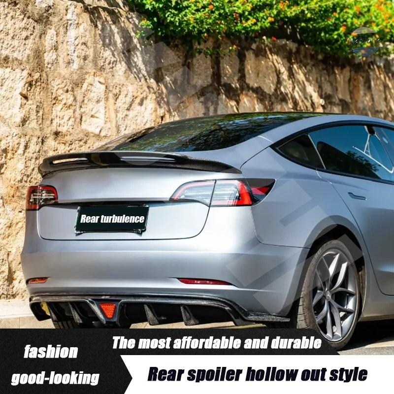 並行輸入品 テスラモデル 3 2017-2022 カーボン素材リアキャリアコンパートメント蓋スポイラー明スポイラー_4