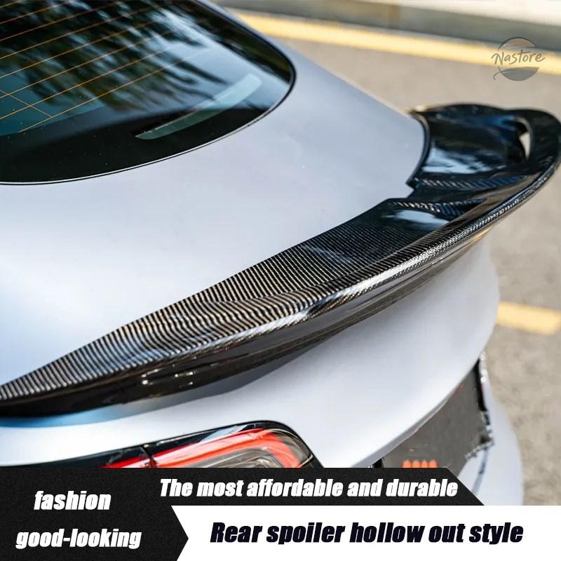 並行輸入品 テスラモデル 3 2017-2022 カーボン素材リアキャリアコンパートメント蓋スポイラー明スポイラー_8