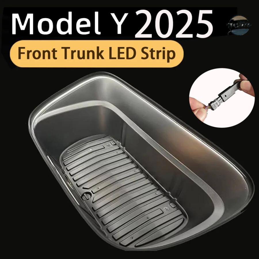 並行輸入品 テスラ2025Yジュニパー リアフロント トランク 防水LEDストリップ ムードライトの画像