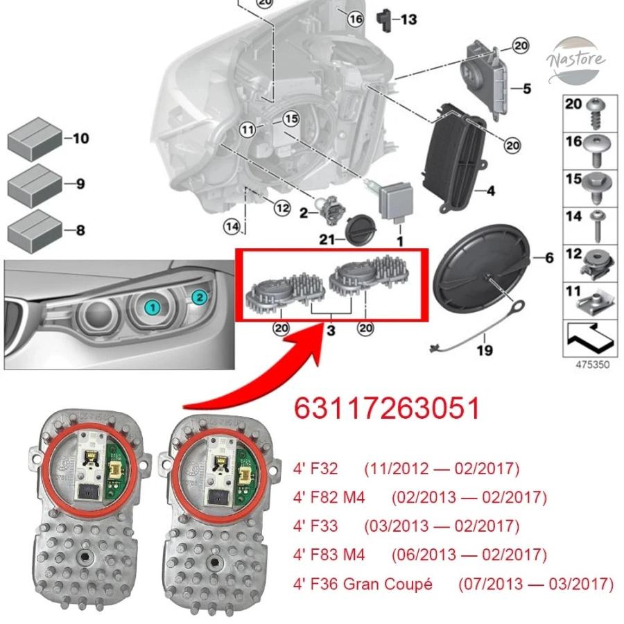 並行輸入品 キセノンヘッドライト イエローデイライト 63117263051 LED
