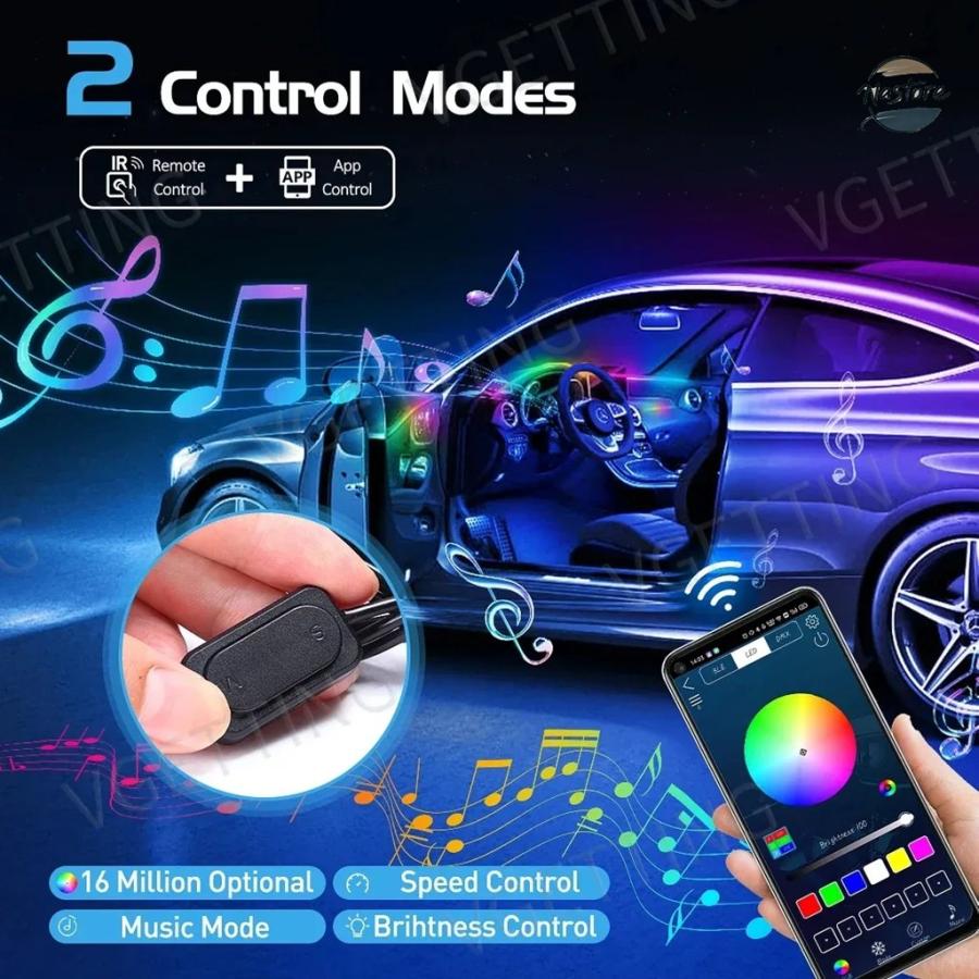 並行輸入品 キット 6/18/22 in 1 ledアクリル車内アンビエントライト rgb 64_12