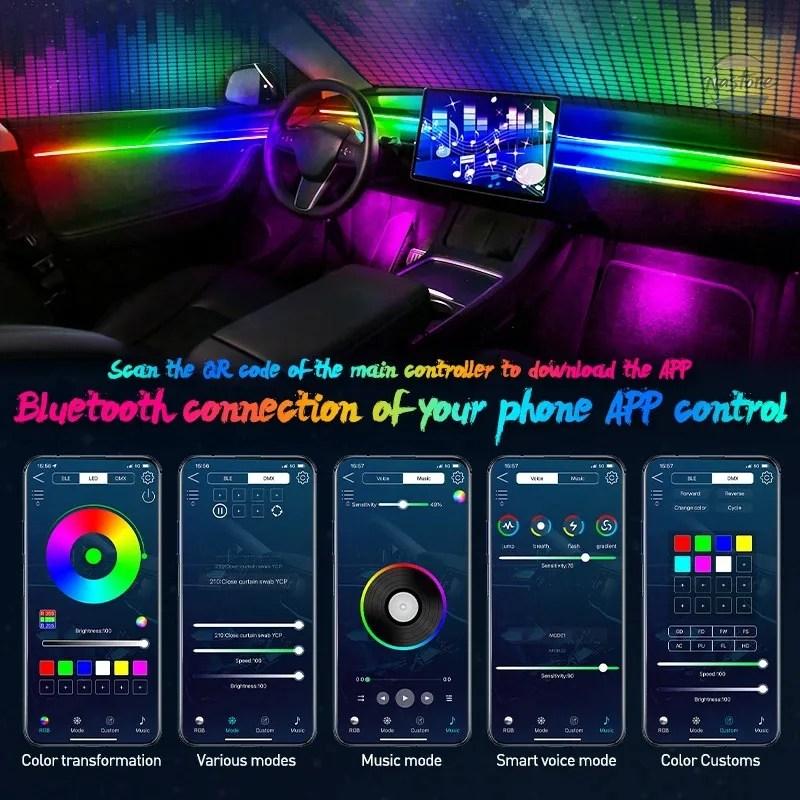 並行輸入品 キット 6/18/22 in 1 ledアクリル車内アンビエントライト rgb 64_13