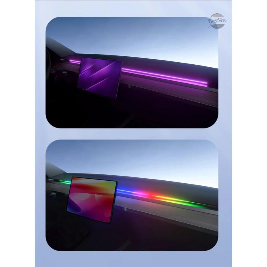 並行輸入品 2IN1 ダイナミックネオンアンビエントライト DREAMCOLOR アクリル LED インテリアストリップライト RGB テスラモデル 3/Y/S/X 装飾ランプ_3
