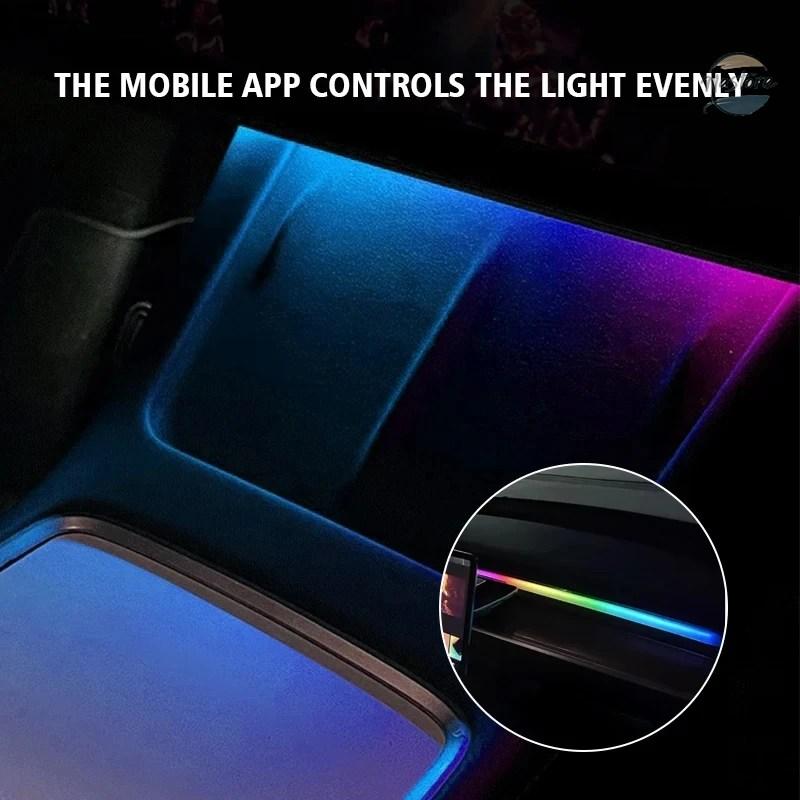 並行輸入品 2IN1 ダイナミックネオンアンビエントライト DREAMCOLOR アクリル LED インテリアストリップライト RGB テスラモデル 3/Y/S/X 装飾ランプ_4