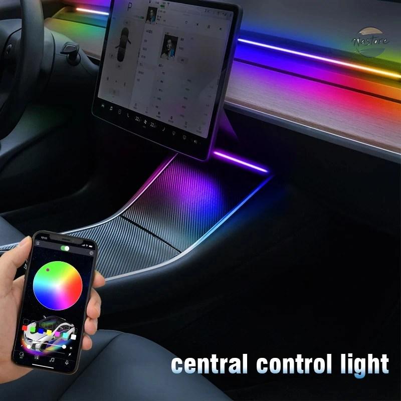 並行輸入品 2IN1 ダイナミックネオンアンビエントライト DREAMCOLOR アクリル LED インテリアストリップライト RGB テスラモデル 3/Y/S/X 装飾ランプ_5