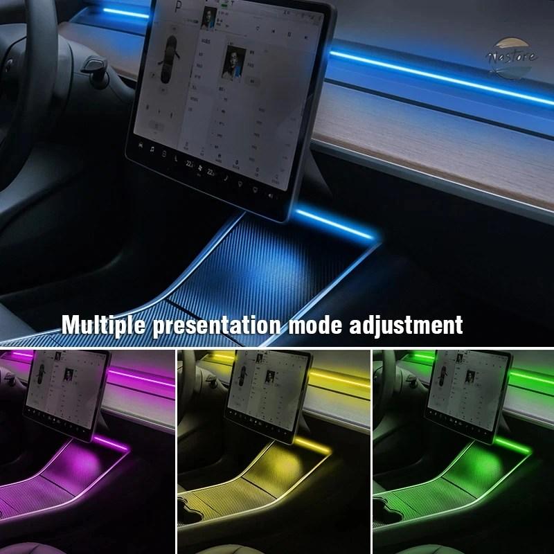 並行輸入品 2IN1 ダイナミックネオンアンビエントライト DREAMCOLOR アクリル LED インテリアストリップライト RGB テスラモデル 3/Y/S/X 装飾ランプ_6