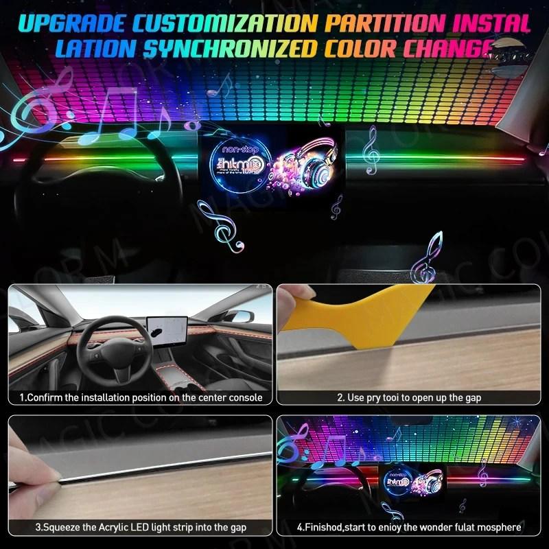 並行輸入品 2IN1 ダイナミックネオンアンビエントライト DREAMCOLOR アクリル LED インテリアストリップライト RGB テスラモデル 3/Y/S/X 装飾ランプ_7