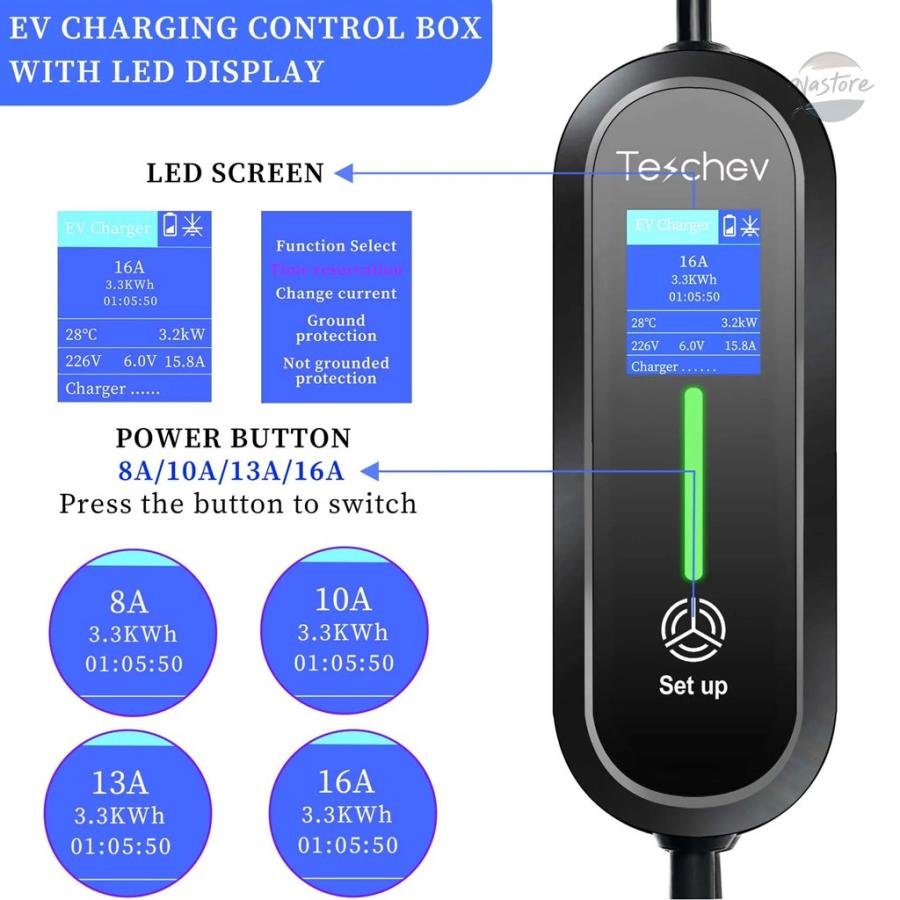 並行輸入品 ポータブルevチャージャー タイプ2 iec 62196 / gb/tプラグコネクタ 3.5kw 16a 単相 タイプ1 カスタムパーツ 部品 アクセサリー_10