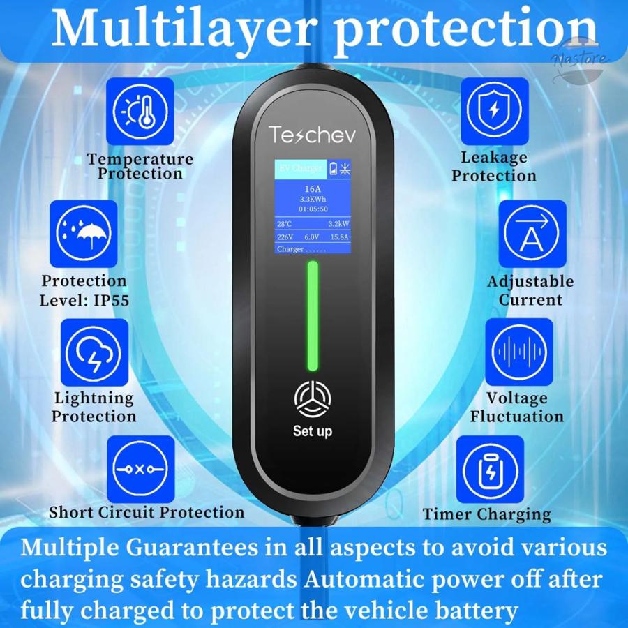 並行輸入品 ポータブルevチャージャー タイプ2 iec 62196 / gb/tプラグコネクタ 3.5kw 16a 単相 タイプ1 カスタムパーツ 部品 アクセサリー_11