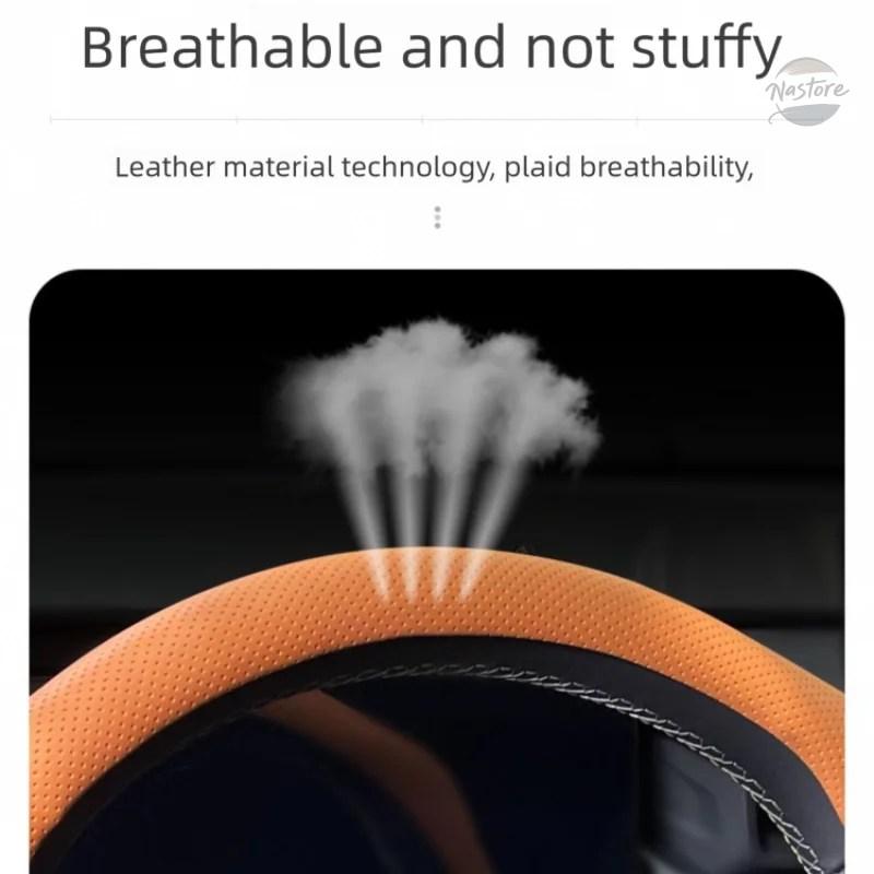 並行輸入品 nappa leather grain universal car steering wheel cover card-type installation styling sports ultra-thin suitable for カスタムパーツ 部品_8