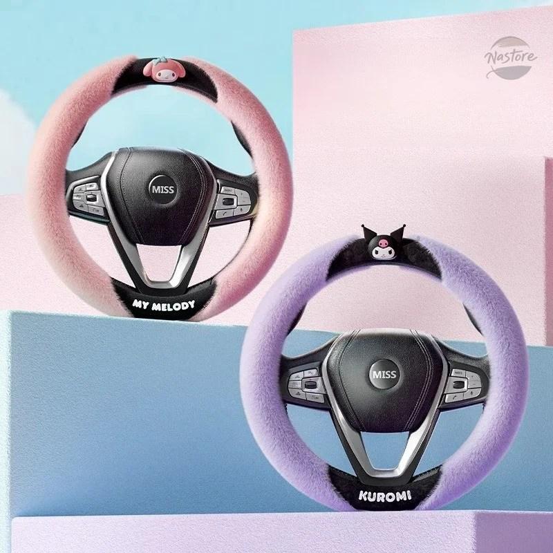 並行輸入品 カバー ステアリング ハンドル ホイール スーパーソフトぬいぐるみカー クリエイティブなステッチ 汎用 ホットフェイクファー カスタムパーツパ_4
