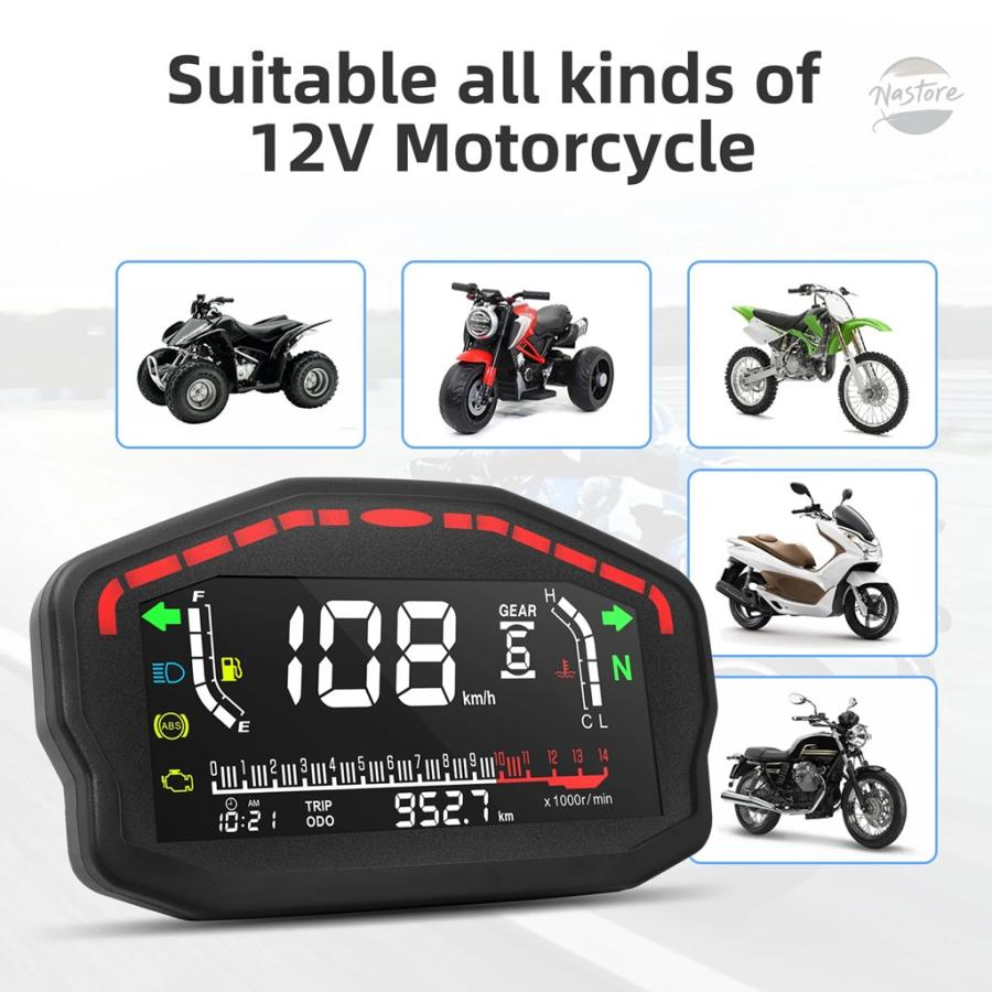並行輸入品 バイク メーター 液晶デジタル 14000 rpm カスタムパーツ