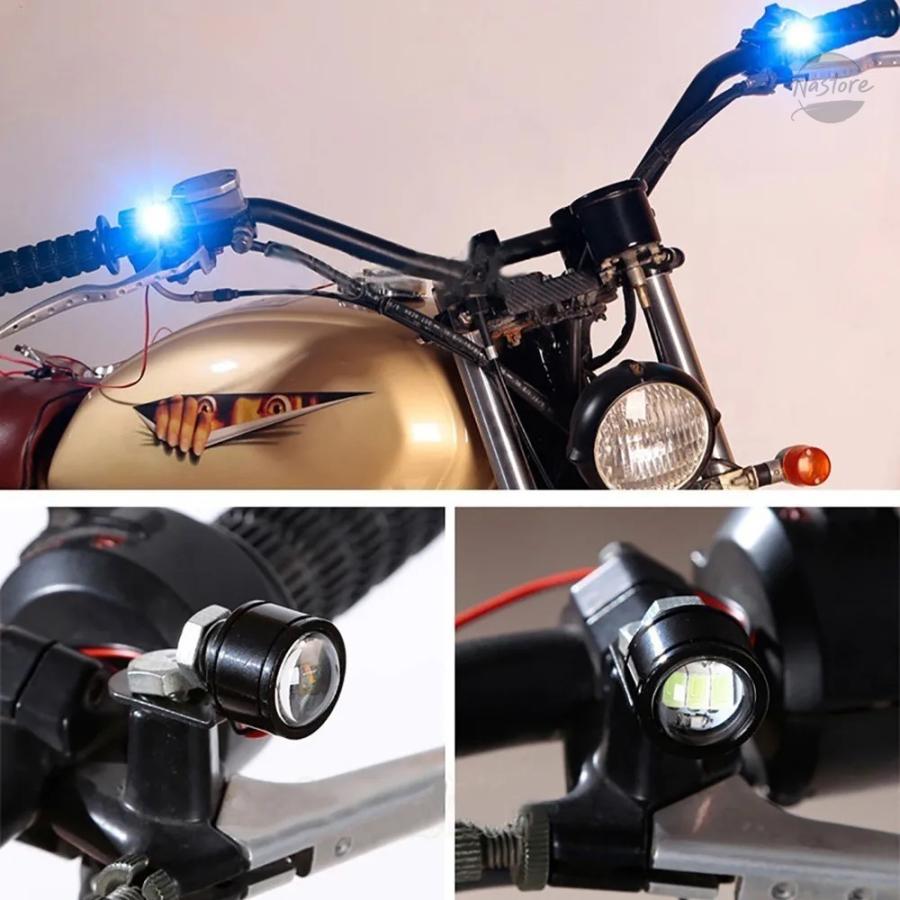 並行輸入品 dc12v バイク ヘッドライト 1ペア モーターストロボ led イーグルアイ カスタムパーツ 部品 アクセサリーの画像