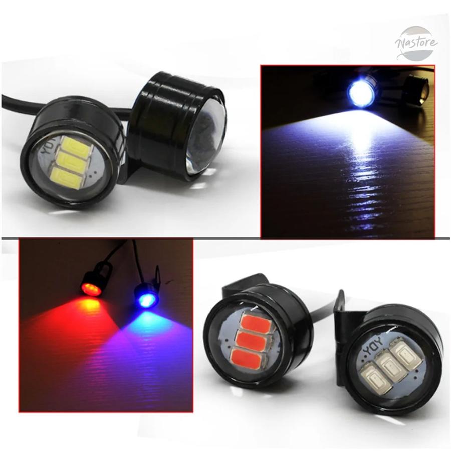 並行輸入品 dc12v バイク ヘッドライト 1ペア モーターストロボ led イーグルアイ カスタムパーツ 部品 アクセサリーの画像