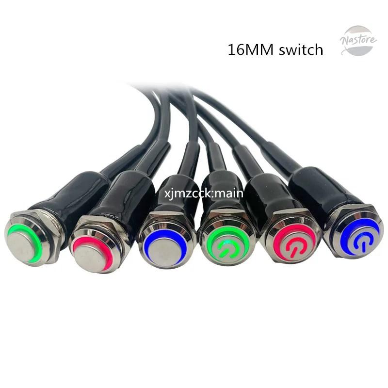 並行輸入品 バイク エンジン 16mm 防水 メタル プッシュ ボタン