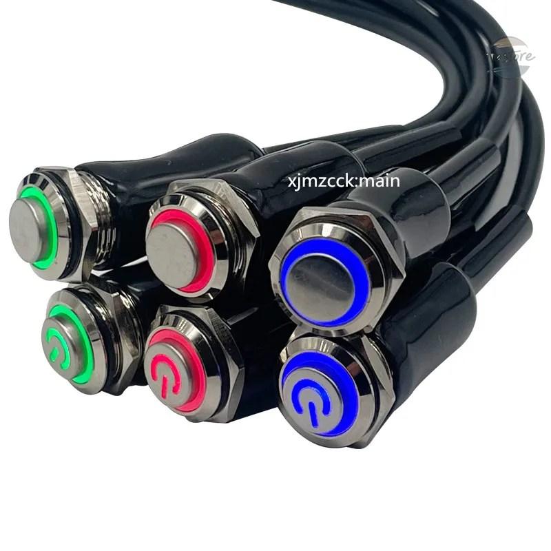 並行輸入品 バイク エンジン 16mm 防水 メタル プッシュ ボタン