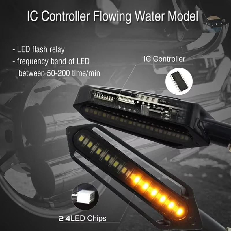 並行輸入品 バイク リレー 汎 ledウィンカーライト 12v 10mm流水 24個ledウィンカーライト カスタムパーツ 部品 アクセサリーの画像