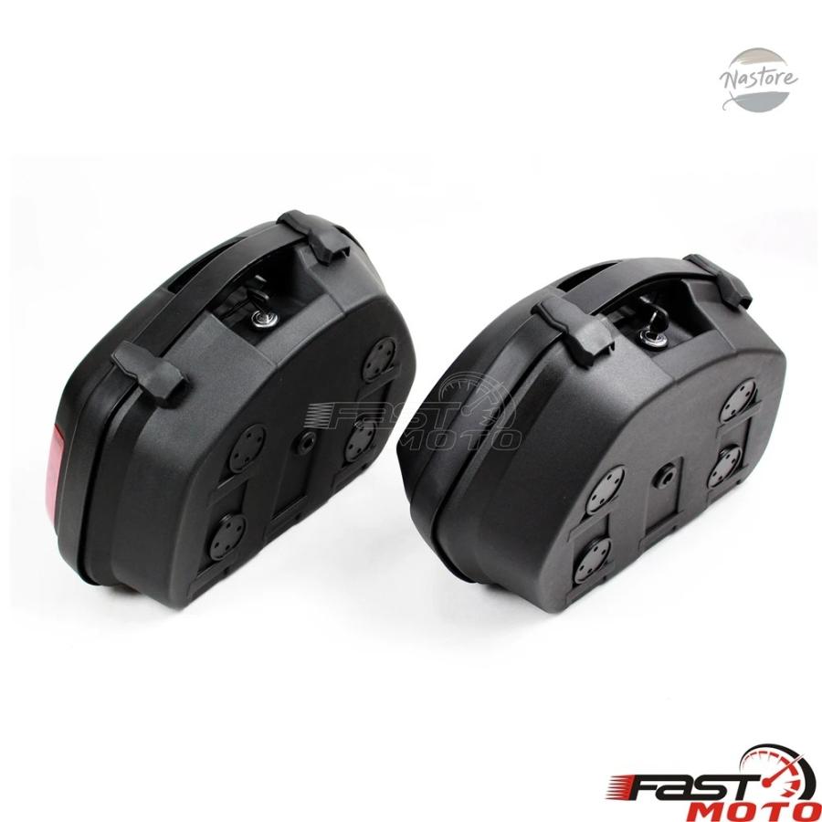 並行輸入品 UNVIERSAL バイク SIDE BOXES PLASTIC REAR SADDLEBAG CASES BMW ホンダ スズキヤマハ ドゥカティ MOTORBIKES STORAGE PANNIER BAGSの画像