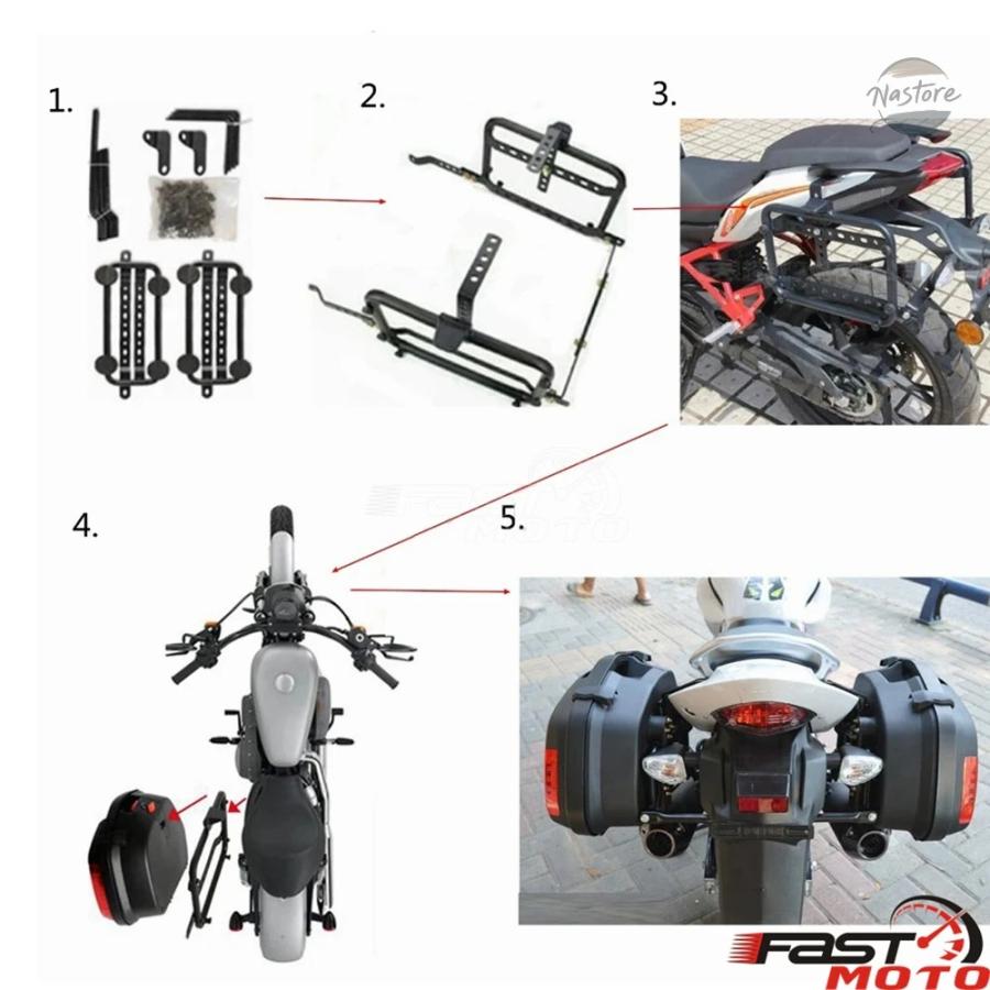 並行輸入品 UNVIERSAL バイク SIDE BOXES PLASTIC REAR SADDLEBAG CASES BMW ホンダ スズキヤマハ ドゥカティ MOTORBIKES STORAGE PANNIER BAGSの画像