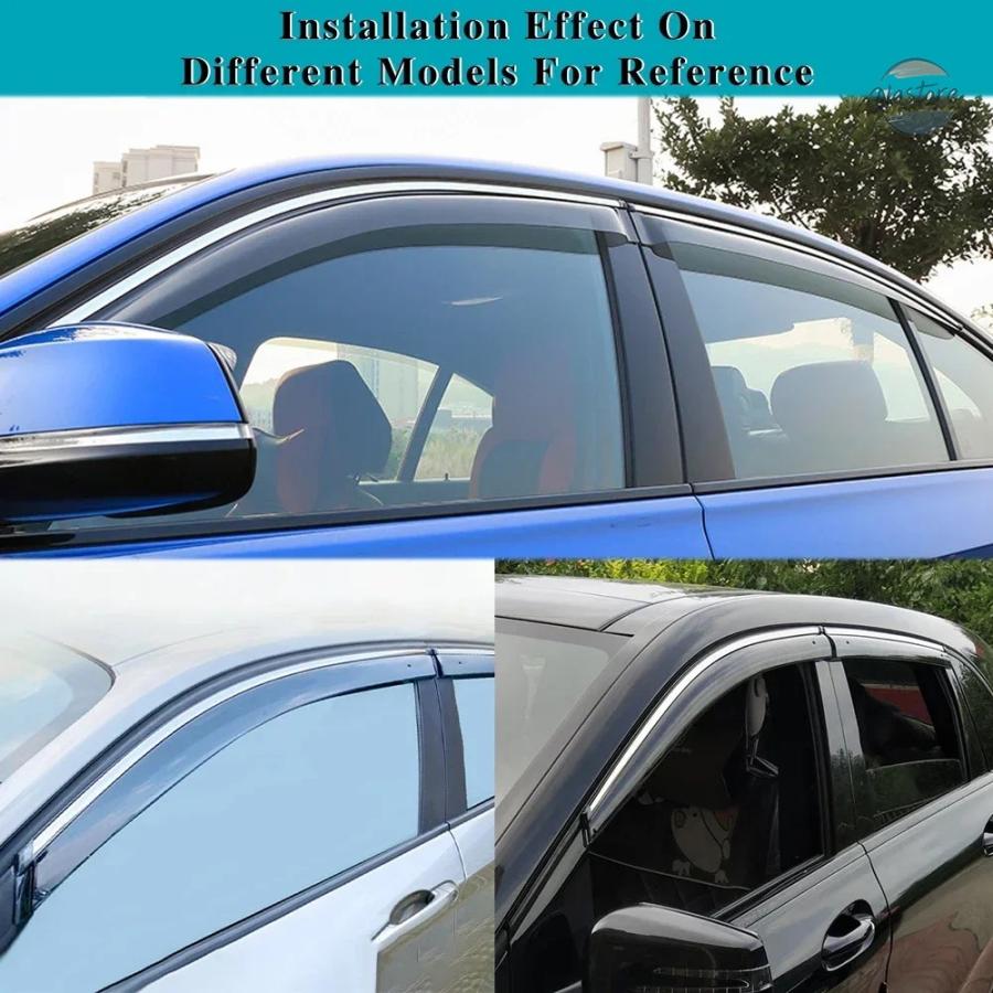 並行輸入品 クロームE STRIPS RAIN GUARDS FOR VOLKSWAGEN ID.6 2021-2023 WINDOW VISOR WIND DEFLECTORS DOOR VISOR VENT SHADES VENTVISOR_2