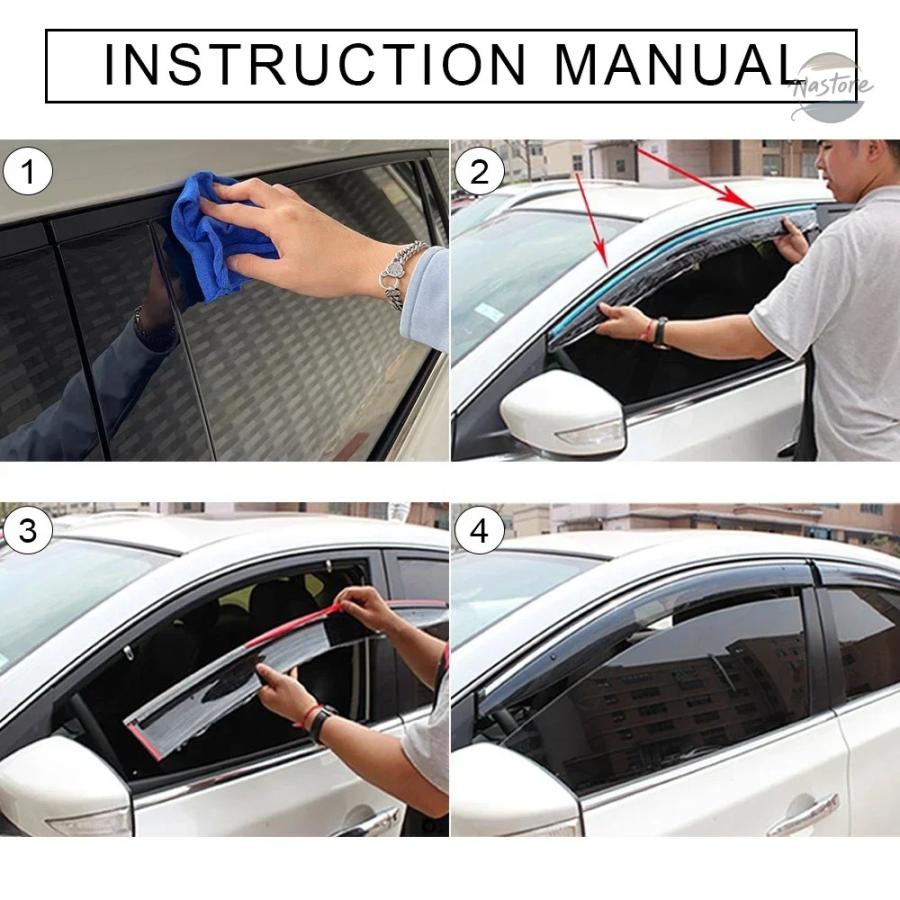 並行輸入品 クロームE STRIPS RAIN GUARDS FOR VOLKSWAGEN ID.6 2021-2023 WINDOW VISOR WIND DEFLECTORS DOOR VISOR VENT SHADES VENTVISOR_5