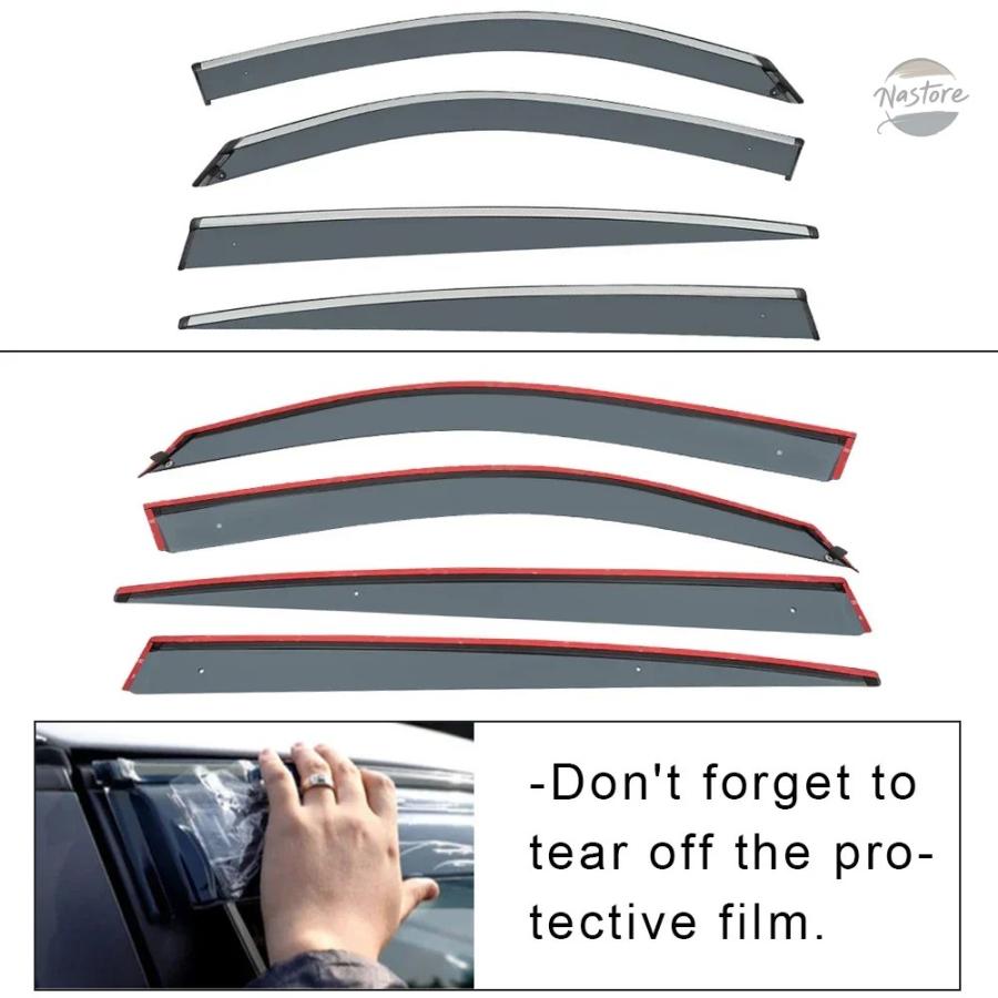 並行輸入品 クロームE STRIPS RAIN GUARDS FOR VOLKSWAGEN ID.6 2021-2023 WINDOW VISOR WIND DEFLECTORS DOOR VISOR VENT SHADES VENTVISOR_6