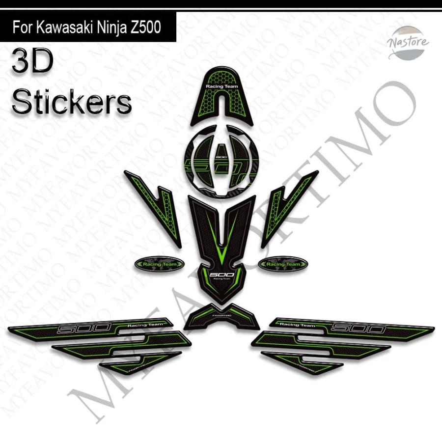 並行輸入品 オートバイ カワサキ Z500 2020-2025 タンクパッド サイドグリップ ガス燃料オイルキット ニーフェアリング フェンダー 3Dステッカー デカー_13
