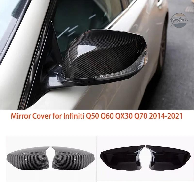 並行輸入品 ミラーカバー インフィニティ Q50 Q60 QX30 Q70 2014-2021 軽量外装シェル スポーツスタイル カーアップグレードアクセサリー 1ペアの画像