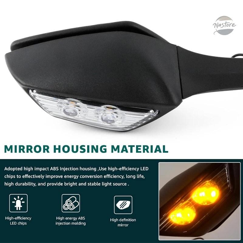 並行輸入品 オートバイ用調整可能サイドミラー + LED ウィンカー KAWASAKI Ninja ZX10R ZX-10R ZX 10R 2011-2015の画像