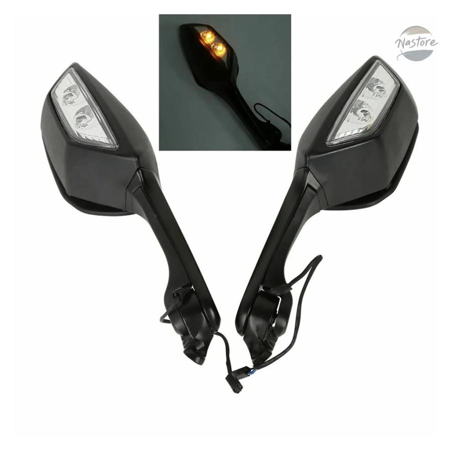 並行輸入品 オートバイ用LEDバックミラー（LEDライト付き）サイドミラー カワサキ Ninja ZX 10R ZX-10R 2011-2015 2016-2020 H2 2014-2015