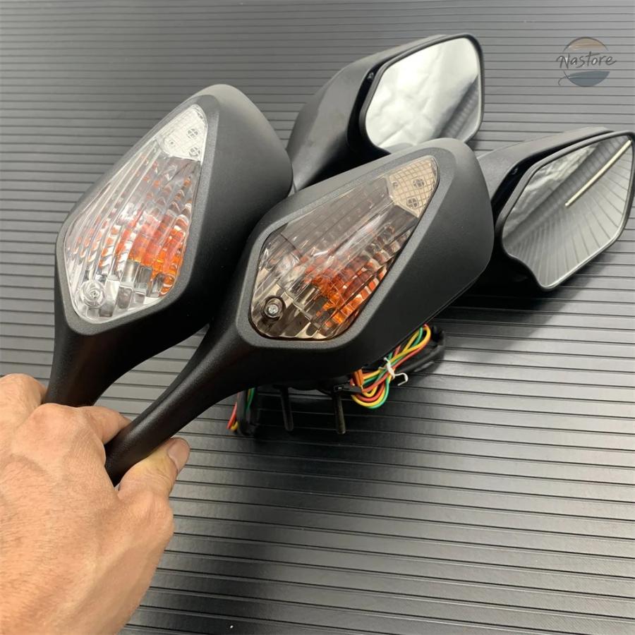 バイク　ミラー 並行輸入品 ブラック バイク用バックミラー LED 折りたたみ式 バイク