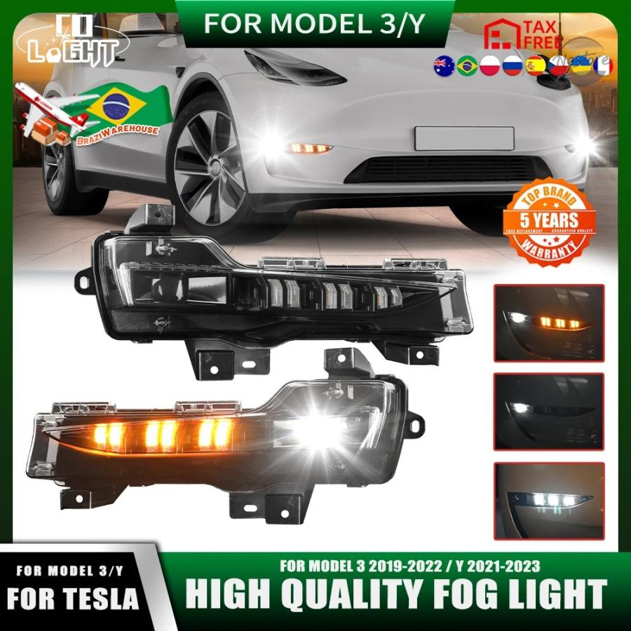 並行輸入品 テスラ フォグランプ モデルy フロント led drl バンパー