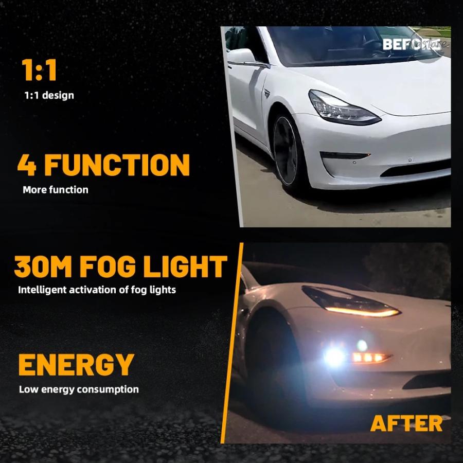 並行輸入品 テスラ フォグランプ モデルy フロント led drl バンパー