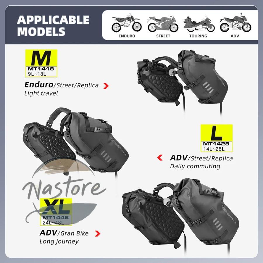 並行輸入品 バイク 部品 カスタムパーツ アクセサリー バッグ 100% 防水 18l/28l/48l 大容量 2 個 汎 フィットパニアバッグサドルサイドバッグの画像