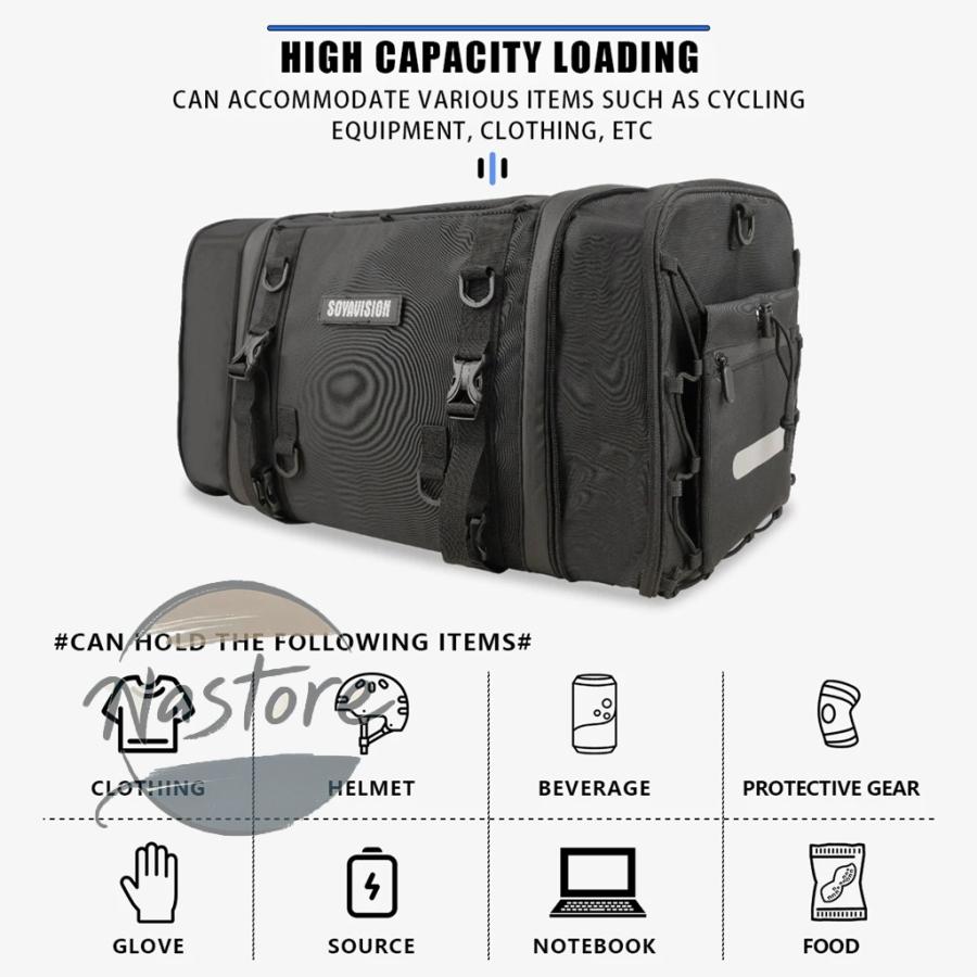 並行輸入品 バイク カスタム リア バッグ 40l -60l 防水 pvc テールサドルバッグ ドライラゲッジ アウトドアバッグ カスタムパーツ 部品 アクセサリー_4