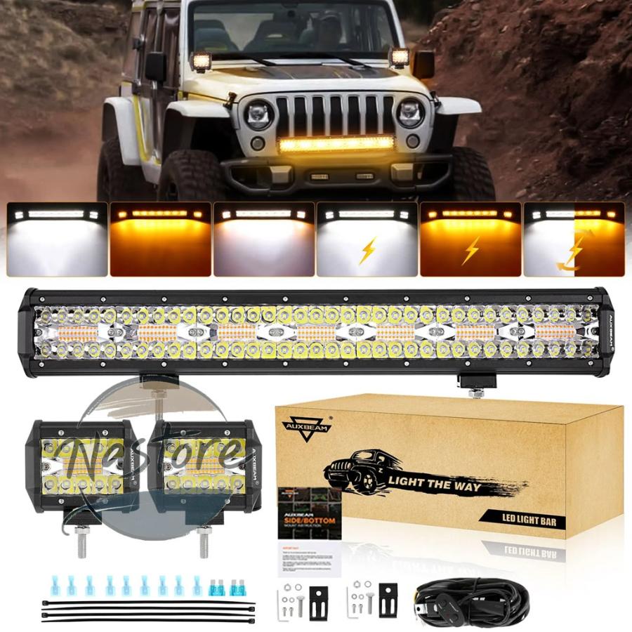 並行輸入品 20インチ ledライトバー & 4インチ ledライトポッド 1ペア 