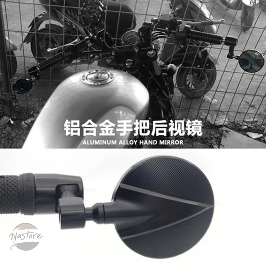 並行輸入品 ホンダ honda バイク ハンドル スズキ nordson 22mm アルミ ブラック ラウンド バーエンド バックミラー サイドミラー レーサー 部品の画像