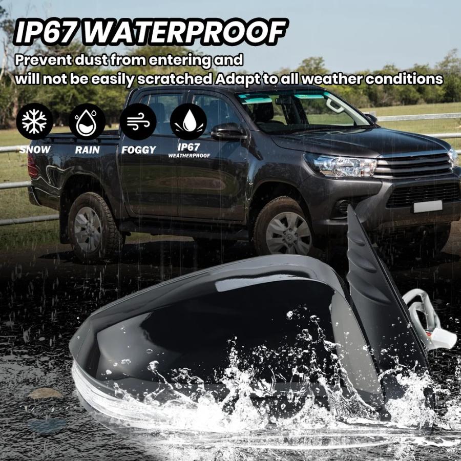 並行輸入品 トヨタ 7 wire side rearview mirror assembly hilux 2015 2020 painted black turn signal light door カスタムパーツ 部品 アクセサリー_2